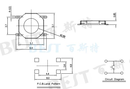 貼片輕觸開關規格書